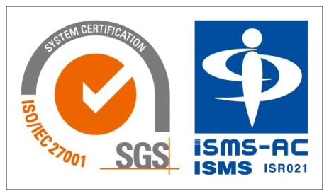 ISO/IEC 27001:2022 認証マーク（認証機関：SGSジャパン株式会社／認定機関：ISMS-AC）